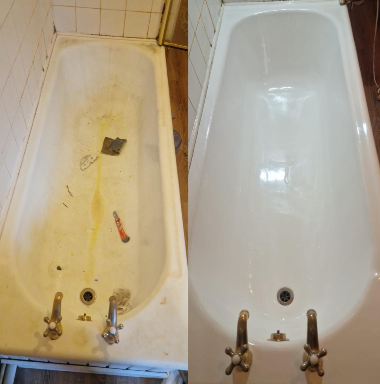 FARMERS BATH RE-ENAMELLED Steel bath resurfaced in Newport